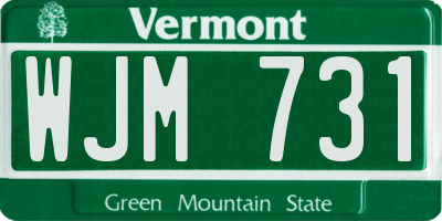 VT license plate WJM731