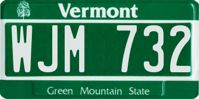 VT license plate WJM732