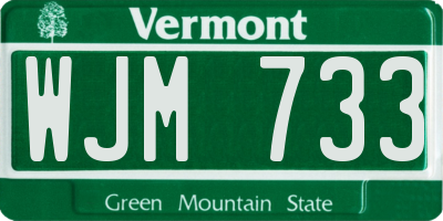 VT license plate WJM733