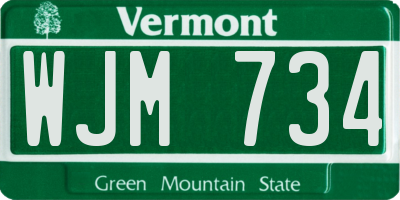 VT license plate WJM734