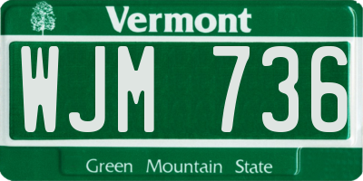 VT license plate WJM736