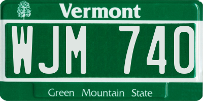 VT license plate WJM740
