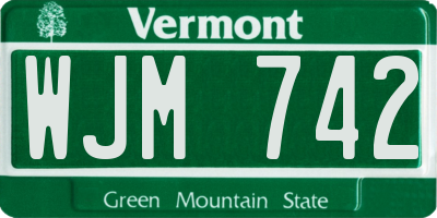 VT license plate WJM742