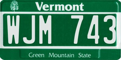 VT license plate WJM743