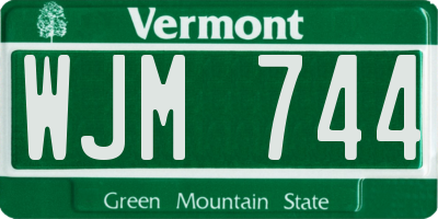 VT license plate WJM744