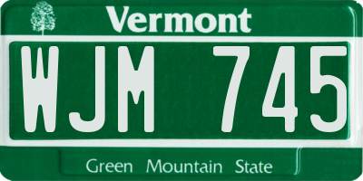 VT license plate WJM745