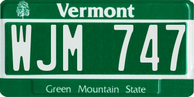 VT license plate WJM747