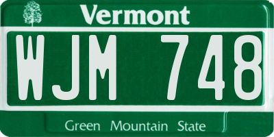VT license plate WJM748