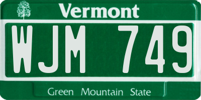 VT license plate WJM749