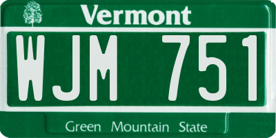 VT license plate WJM751
