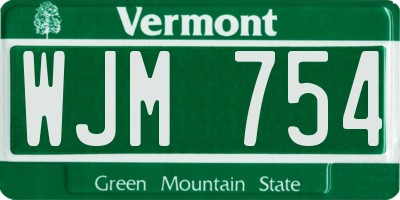 VT license plate WJM754