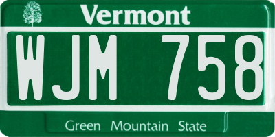 VT license plate WJM758