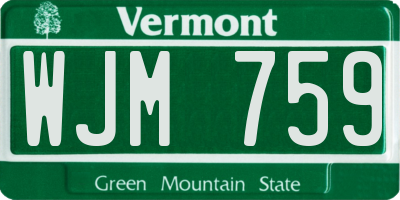VT license plate WJM759