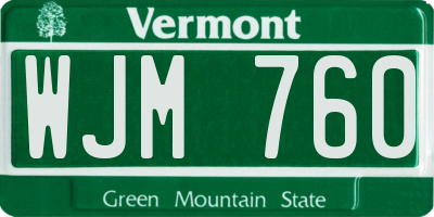 VT license plate WJM760