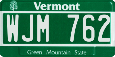 VT license plate WJM762