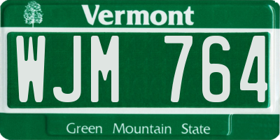 VT license plate WJM764