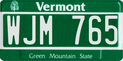 VT license plate WJM765