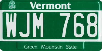 VT license plate WJM768