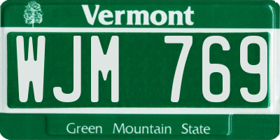 VT license plate WJM769