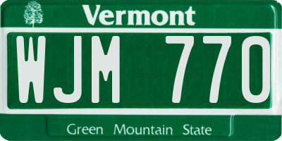 VT license plate WJM770