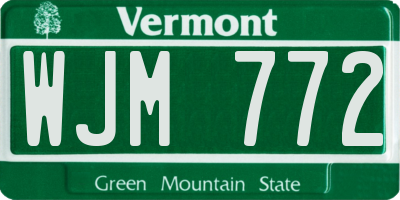 VT license plate WJM772