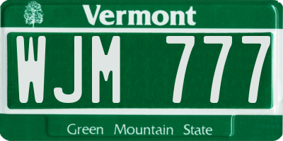 VT license plate WJM777