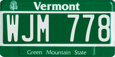 VT license plate WJM778