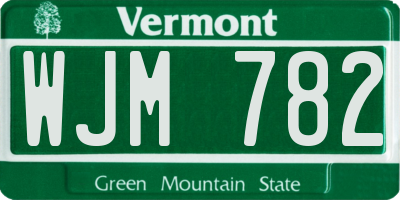 VT license plate WJM782