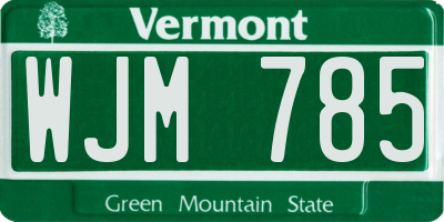 VT license plate WJM785