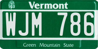 VT license plate WJM786