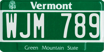 VT license plate WJM789