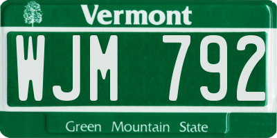 VT license plate WJM792