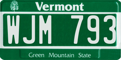 VT license plate WJM793