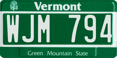 VT license plate WJM794