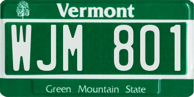VT license plate WJM801