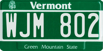 VT license plate WJM802