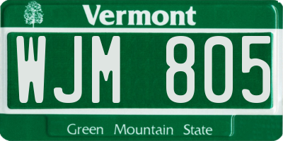 VT license plate WJM805