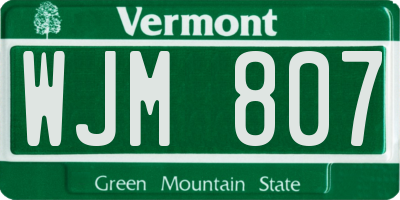 VT license plate WJM807