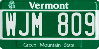 VT license plate WJM809