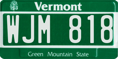 VT license plate WJM818