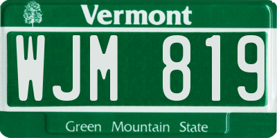 VT license plate WJM819