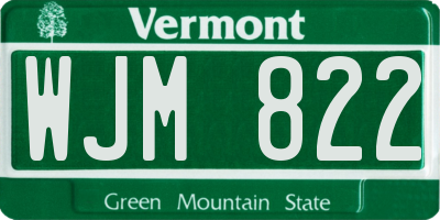 VT license plate WJM822