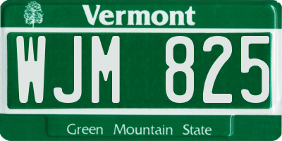 VT license plate WJM825