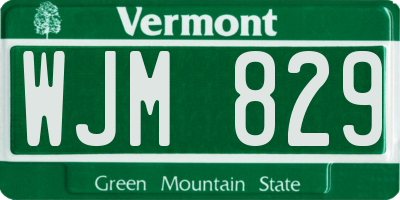 VT license plate WJM829