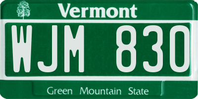 VT license plate WJM830