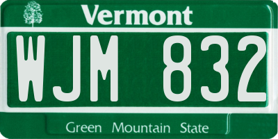 VT license plate WJM832