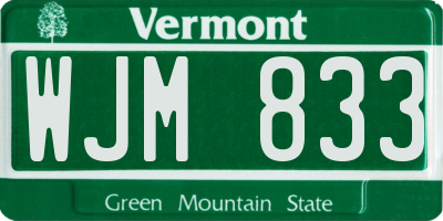 VT license plate WJM833