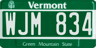 VT license plate WJM834