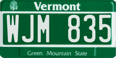 VT license plate WJM835