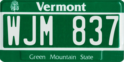 VT license plate WJM837